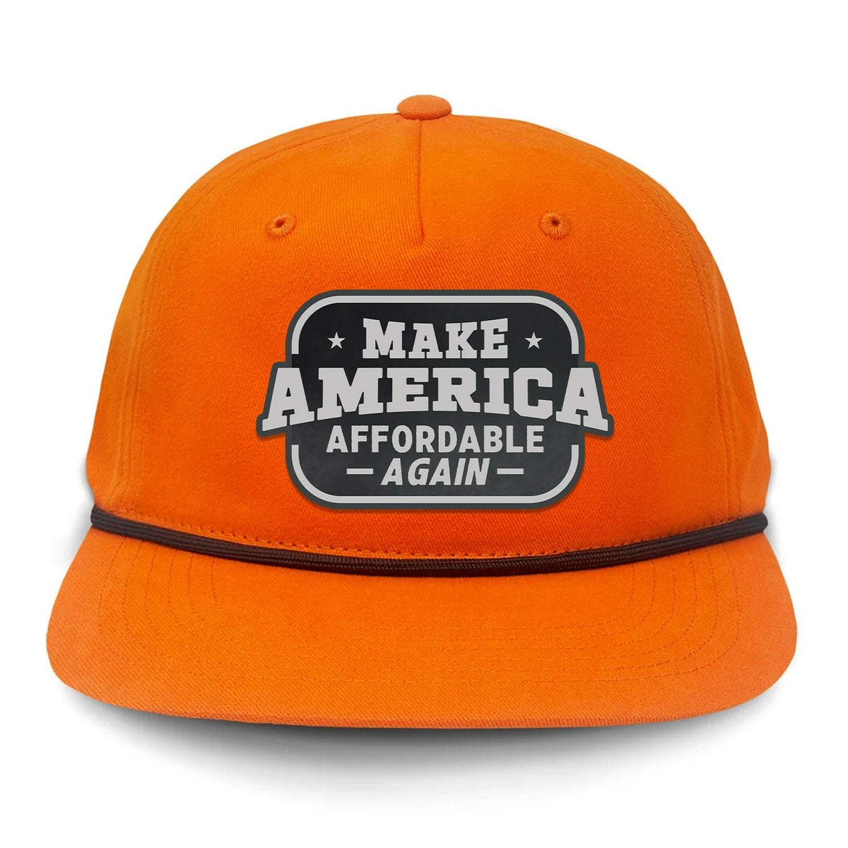 Make America Affordable Again Flat Bill Rope Leather Patch Hat - Blaze