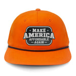 Make America Affordable Again Flat Bill Rope Leather Patch Hat - Blaze