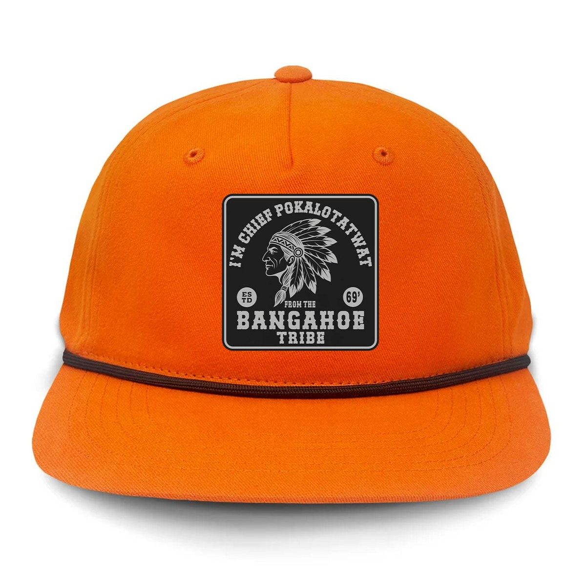 Chief Pokalotatwat Flat Bill Rope Leather Patch Hat - Blaze