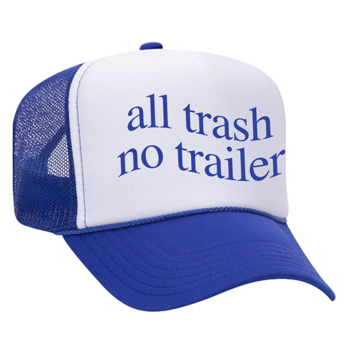 All Trash No Trailer Foam Trucker Hat - Blue / White