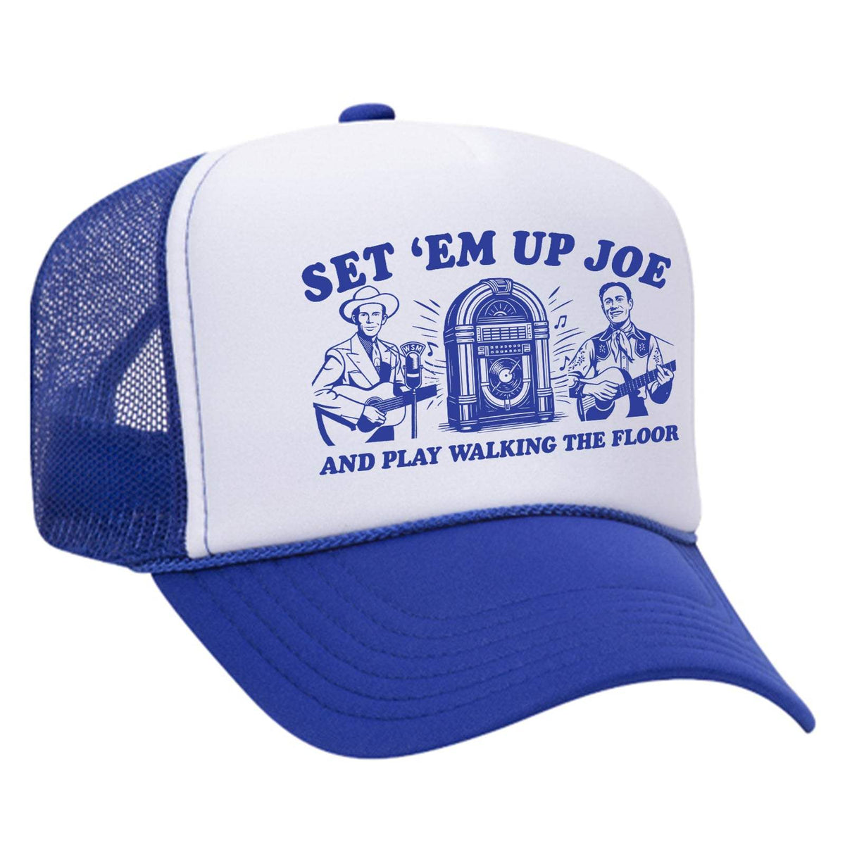 Set 'Em Up Joe Foam Trucker Hat - Blue / White