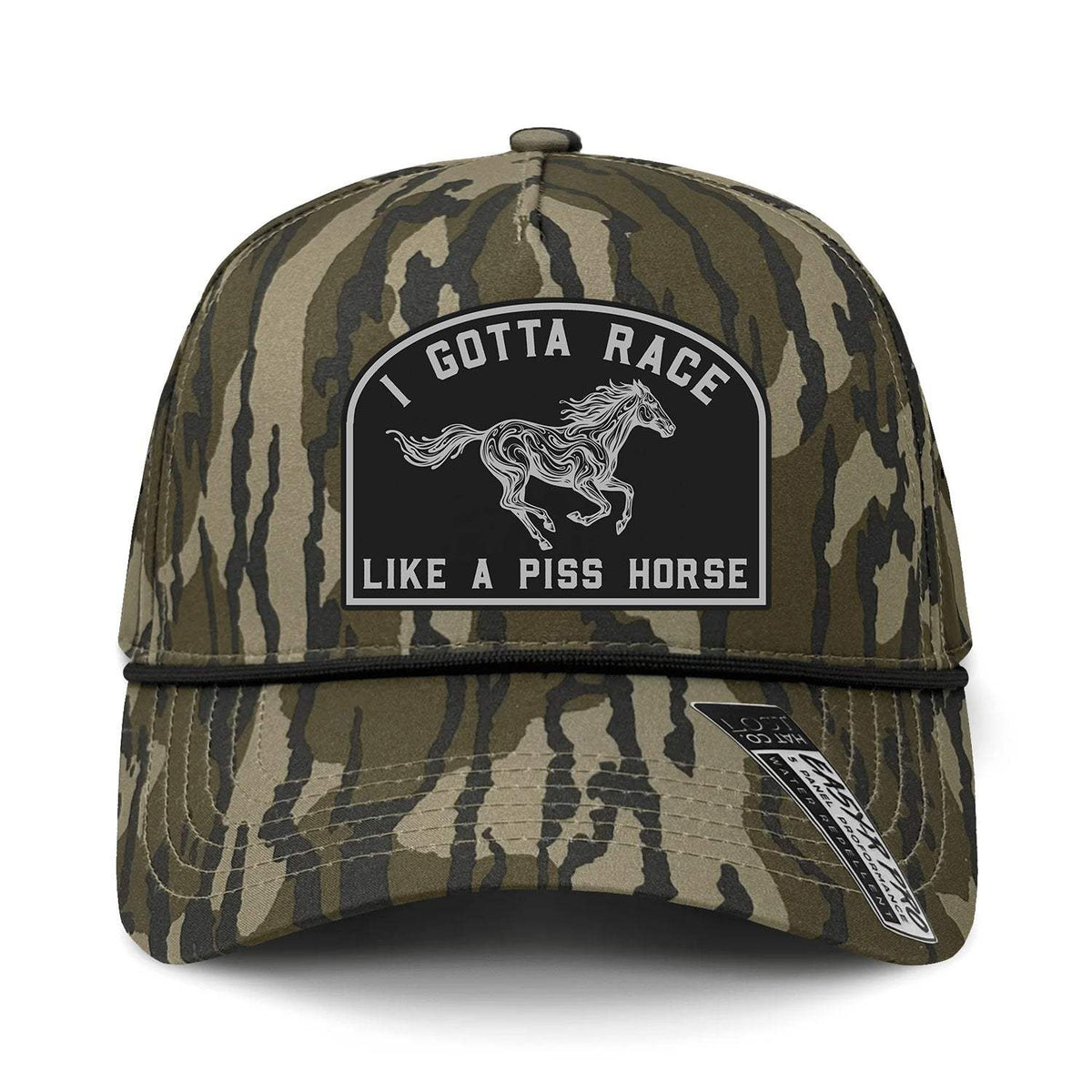 I Gotta Race Like A Piss Horse Performance Leather Patch Hat - Bottomland