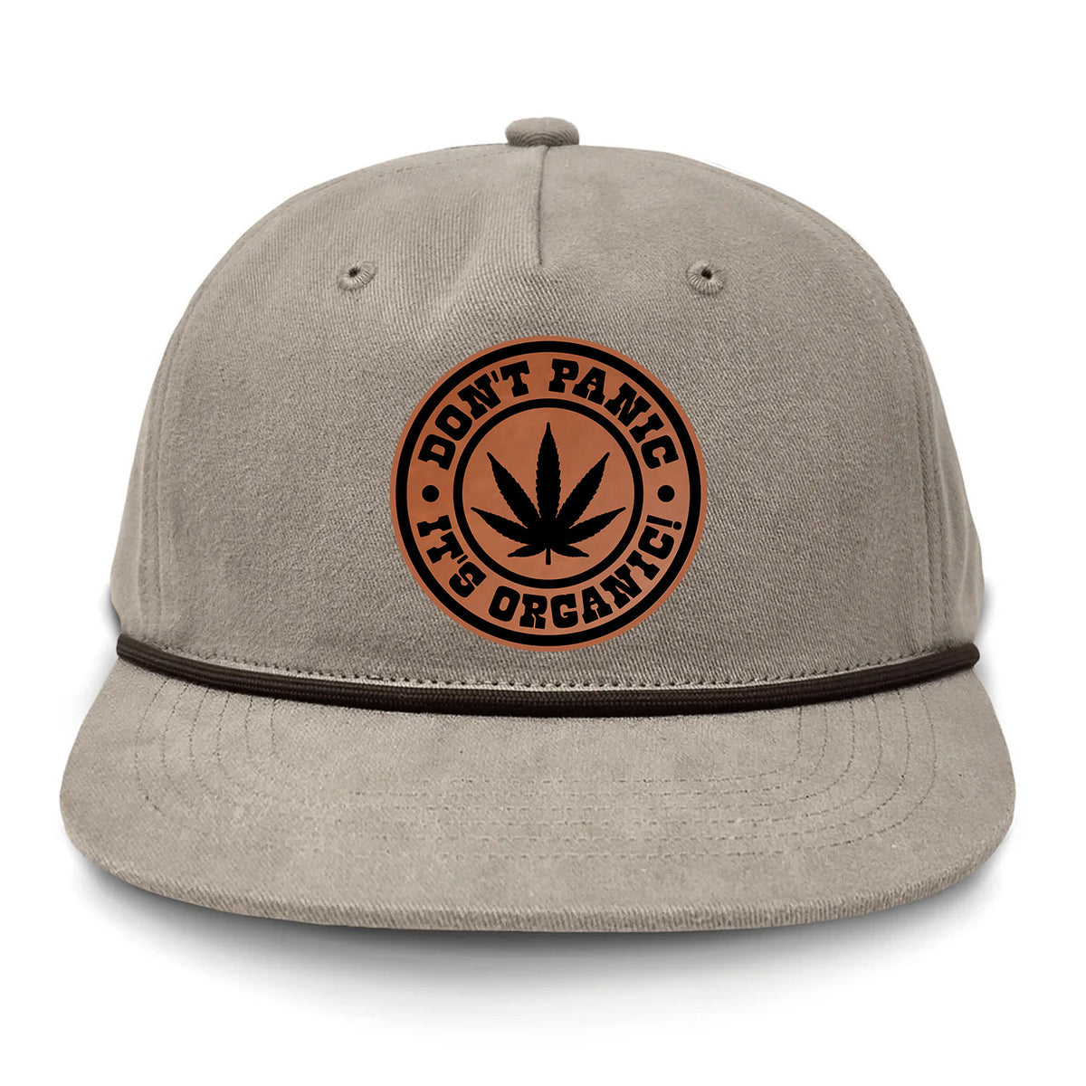 Don't Panic It's Organic Flat Bill Rope Leather Patch Hat