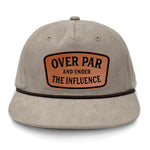 Over Par And Under The Influence Flat Bill Rope Leather Patch Hat