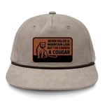 Choked A Cougar Flat Bill Rope Leather Patch Hat - Boudin
