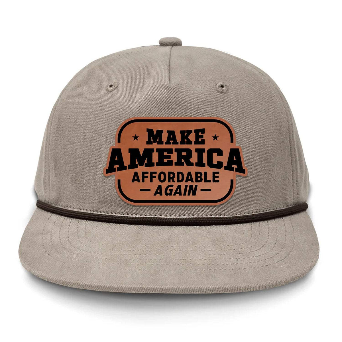 Make America Affordable Again Flat Bill Rope Leather Patch Hat - Boudin