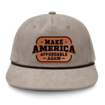 Make America Affordable Again Flat Bill Rope Leather Patch Hat - Boudin