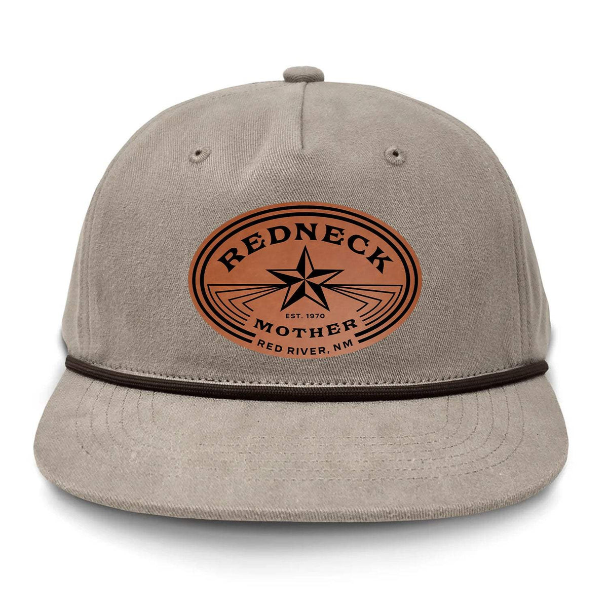 Redneck Mother Flat Bill Rope Leather Patch Hat - Boudin