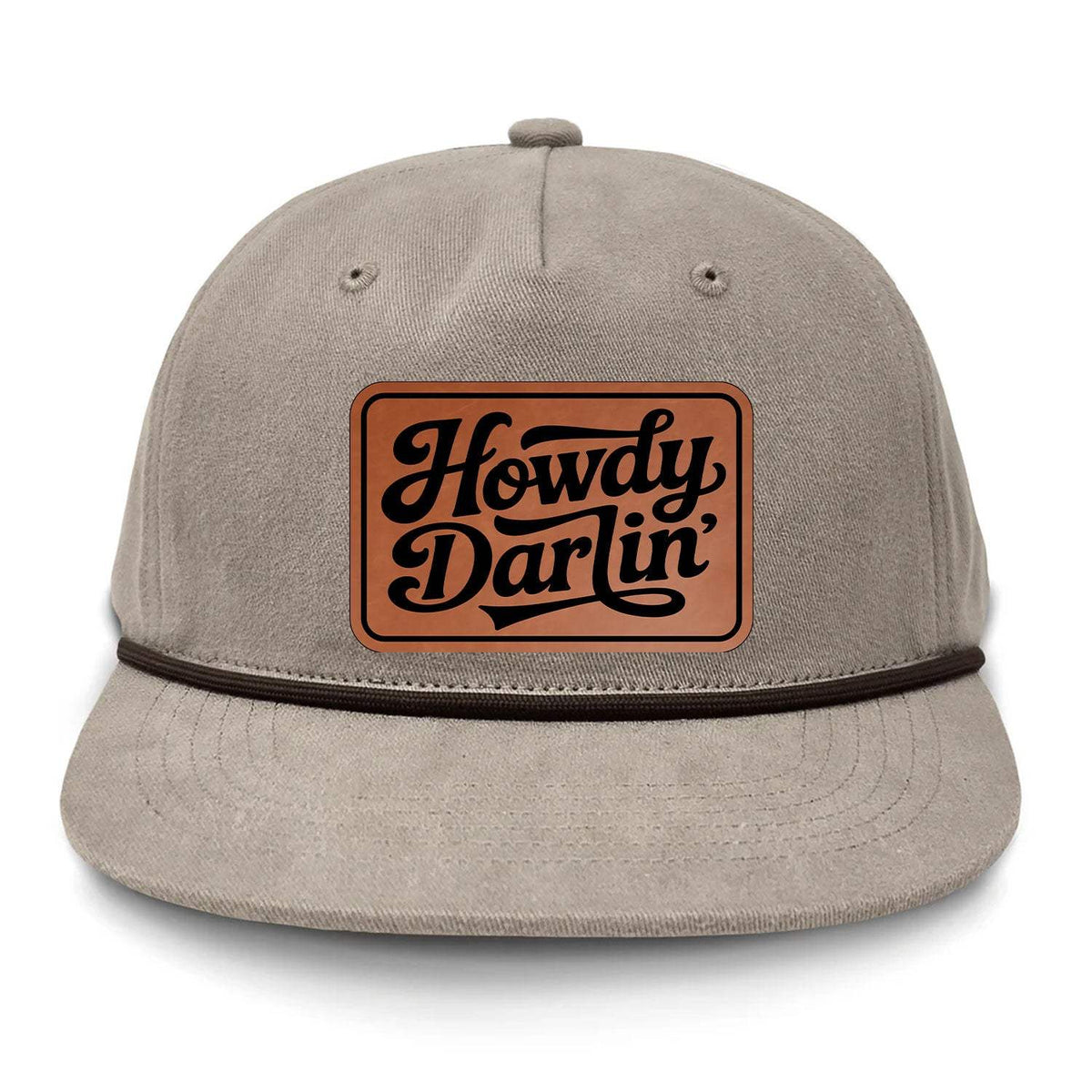 Howdy Darlin' Flat Bill Rope Leather Patch Hat - Boudin