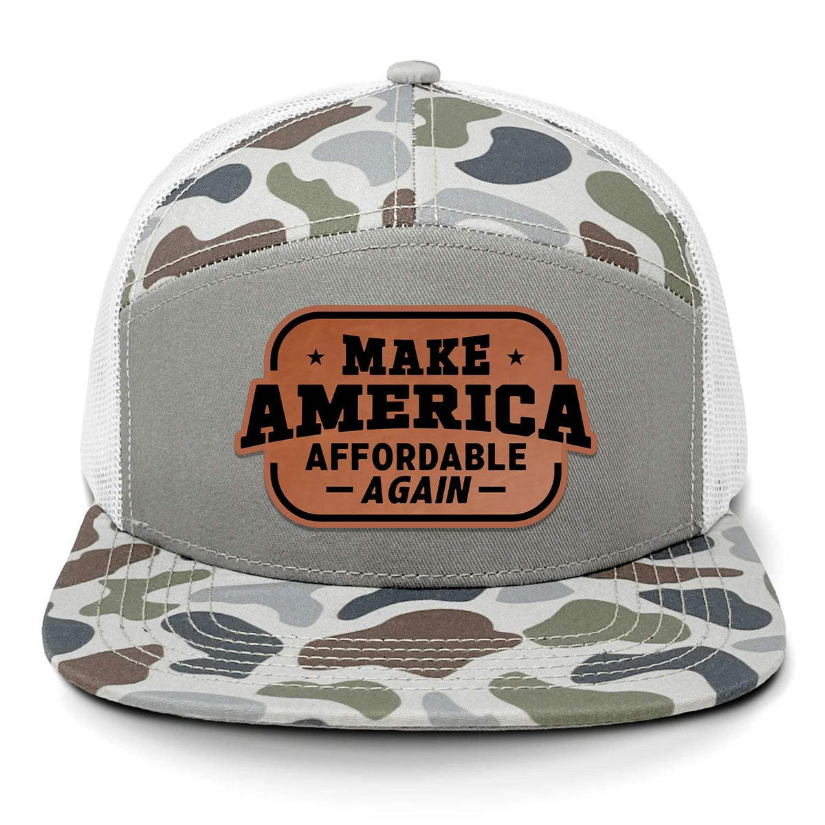 Make America Affordable Again 7 Panel Camo Hat - Brackish