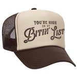 You're High On My Bitin' List Foam Trucker Hat - Brown / Tan