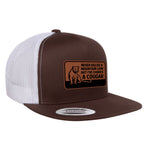 Choked A Cougar Flat Bill Leather Patch Hat