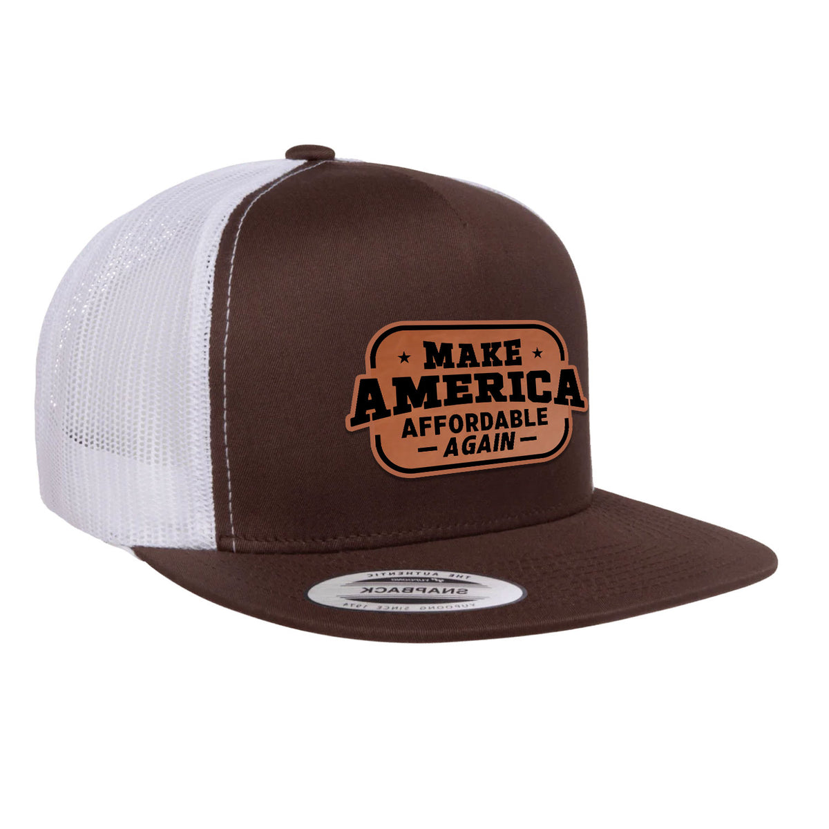 Make America Affordable Again Flat Bill Hat - Brown / White