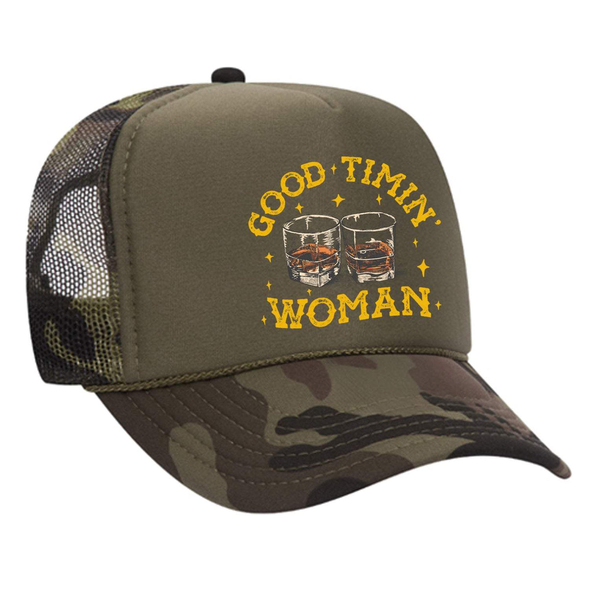 Good Timin' Woman Foam Trucker Hat - Camo / Dark Green