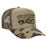 Make Country Outlaw Again Foam Trucker Hat - Camo / Green