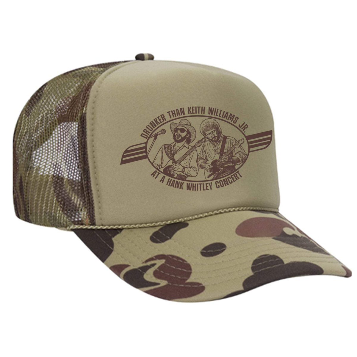 Hank Whitley Foam Trucker Hat - Camo / Green