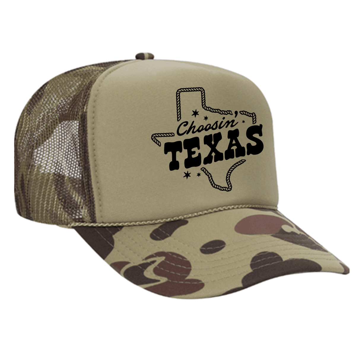 Choosin' Texas Foam Trucker Hat - Camo / Light Green