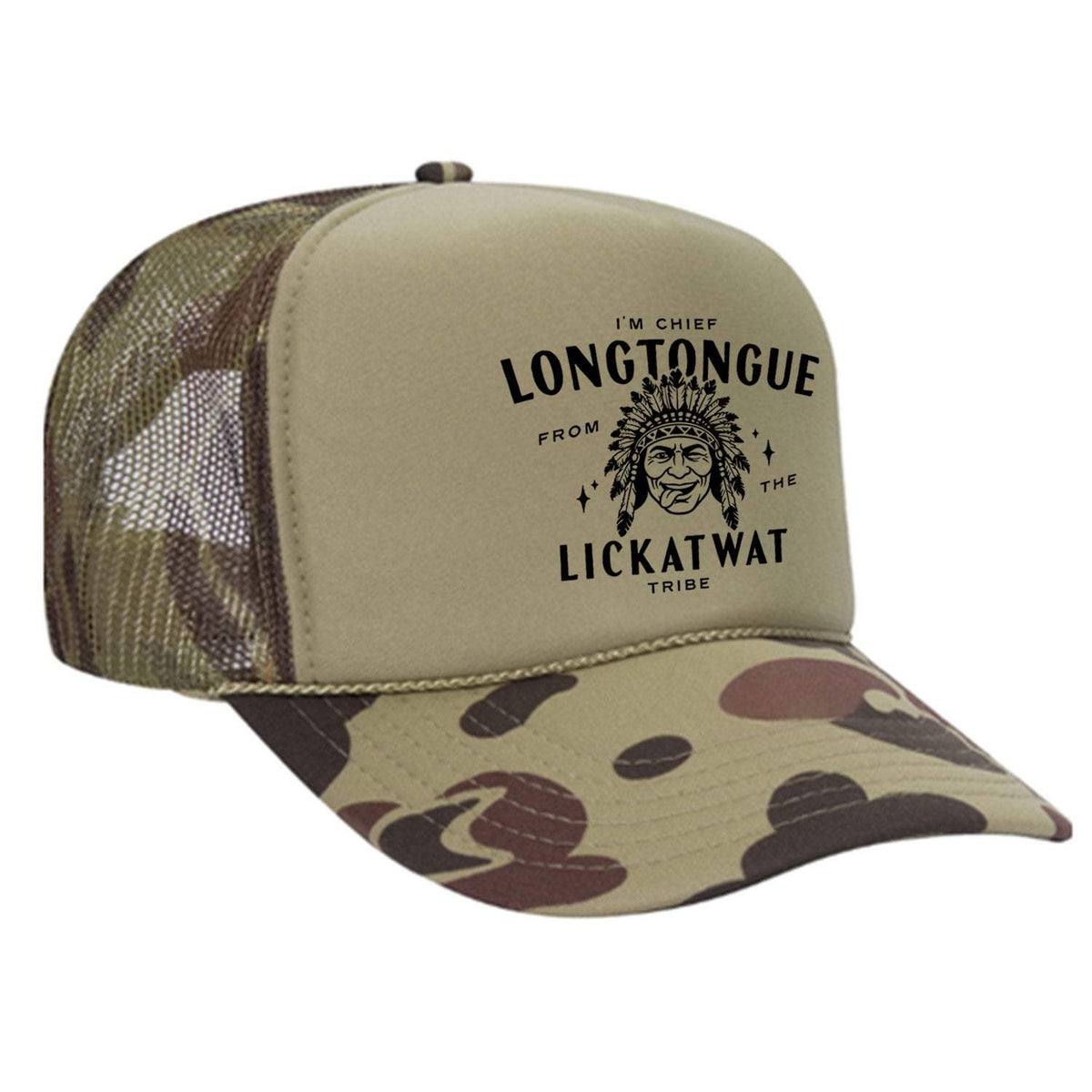 Chief Longtongue Foam Trucker Hat - Camo / Light Green