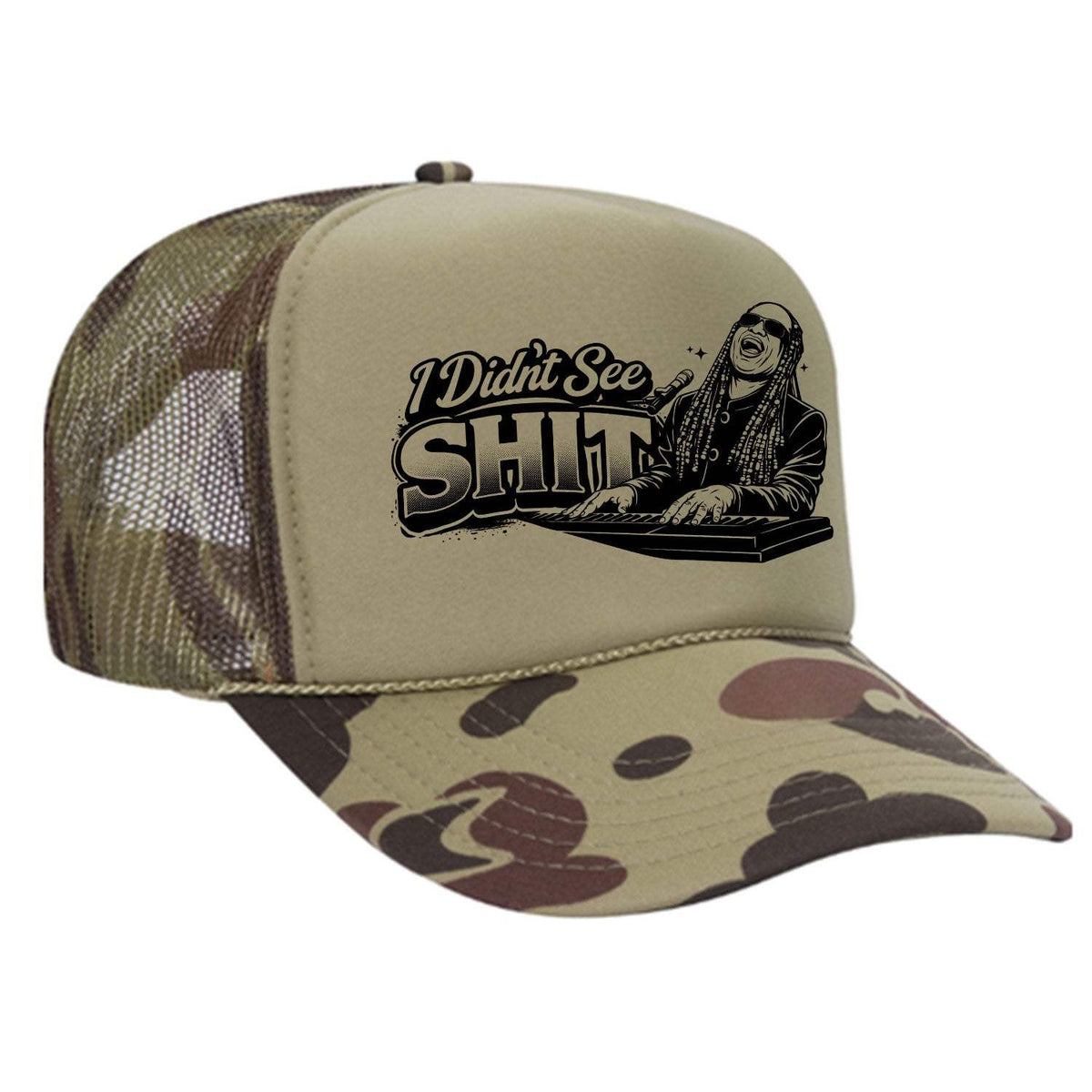 I Didn't See Sh!t Foam Trucker Hat - Camo / Light Green
