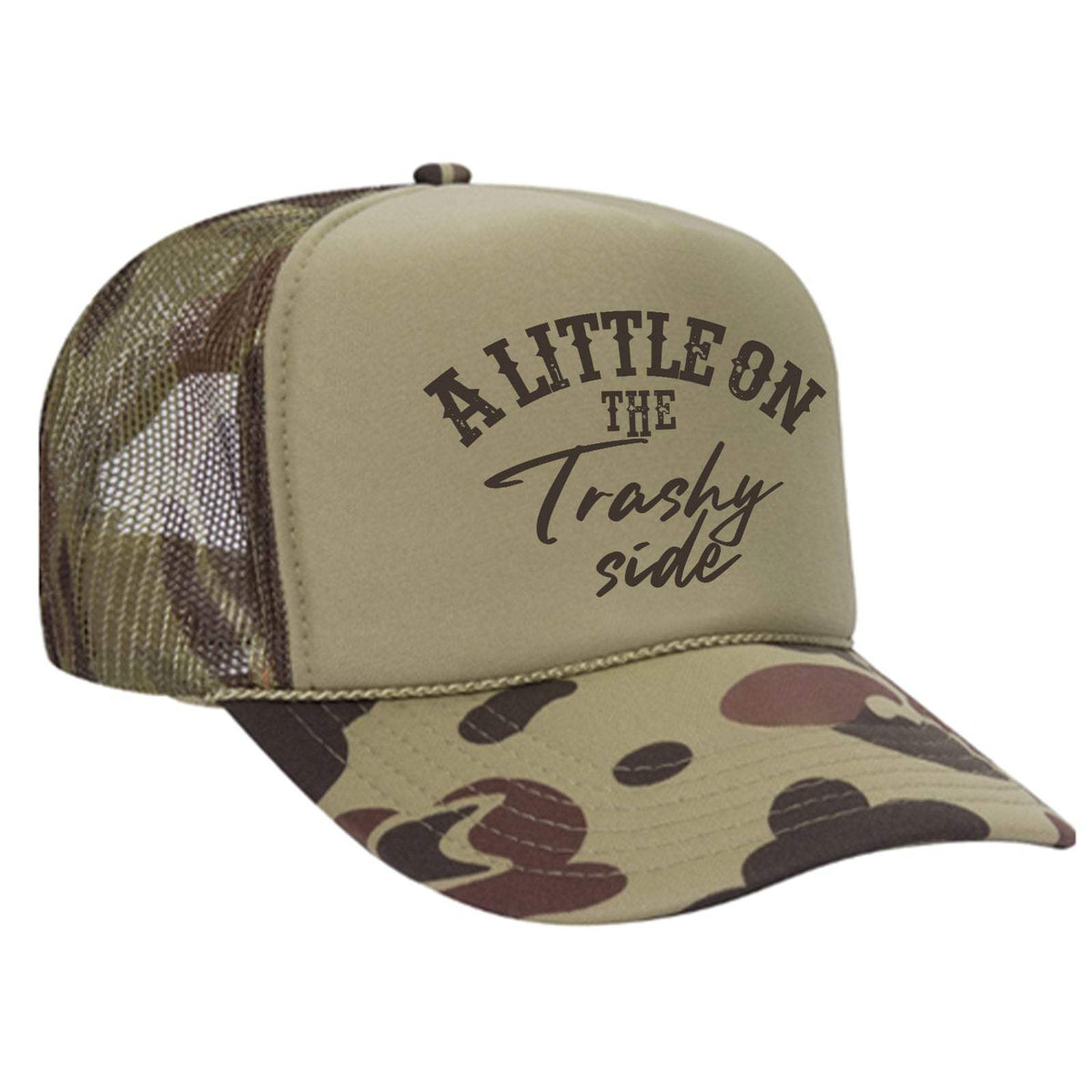 A Little On The Trashy Side Foam Trucker Hat - Camo / Light Green