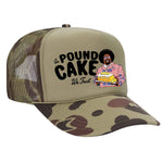 In Pound Cake We Trust Foam Trucker Hat - Camo / Light Green