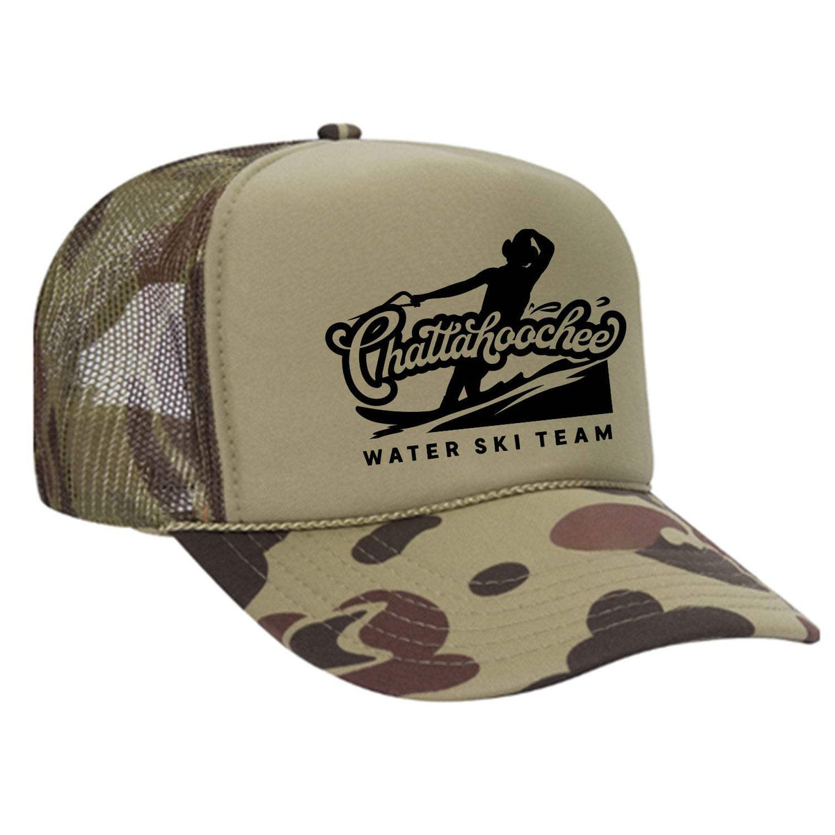 Chattahoochee Ski Team Foam Trucker Hat - Camo / Light Green