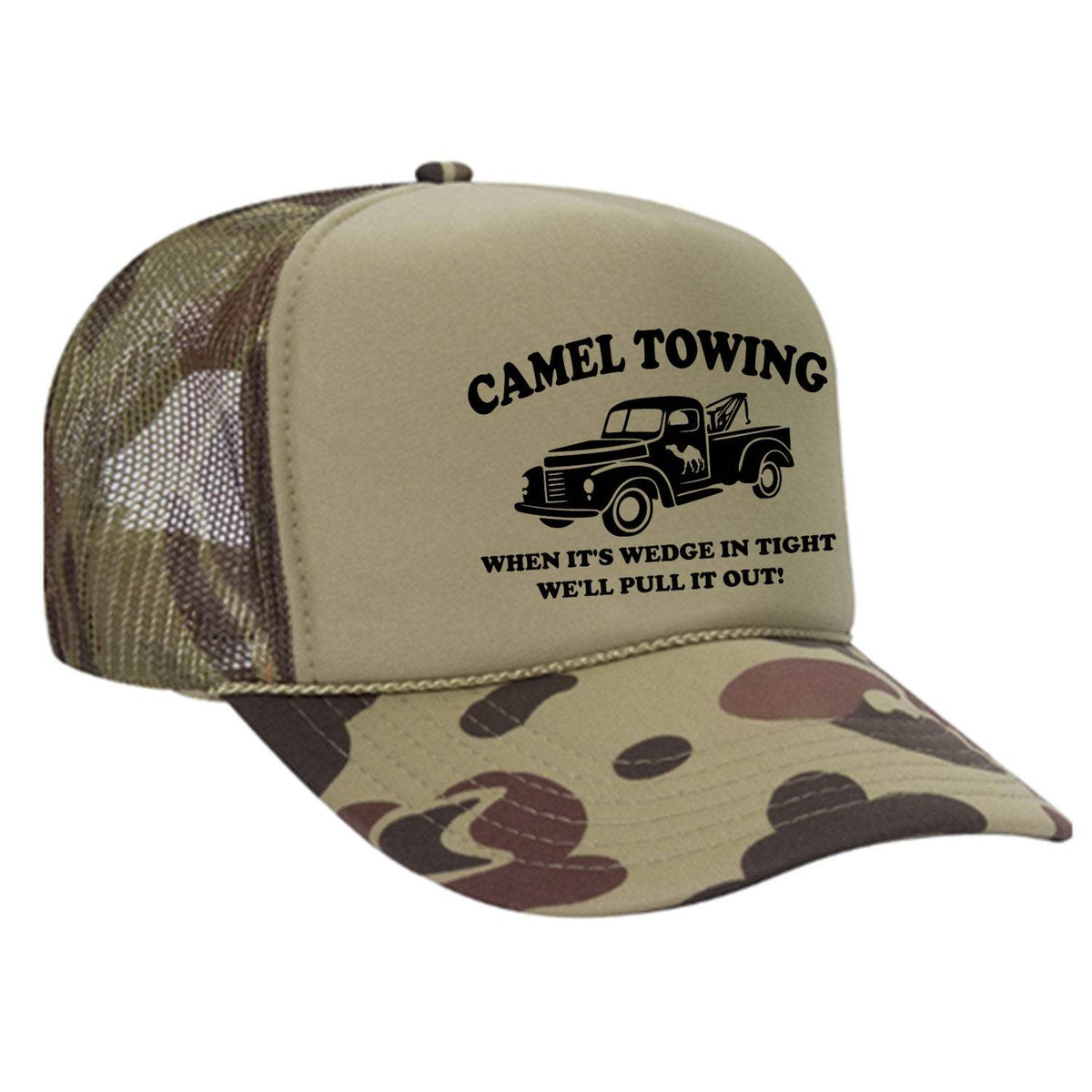 Camel Towing Foam Trucker Hat - Camo / Light Green