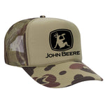 John Beere Foam Trucker Hat - Camo / Light Green