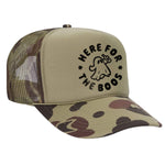 Here For The Boos Foam Trucker Hat - Camo / Light Green