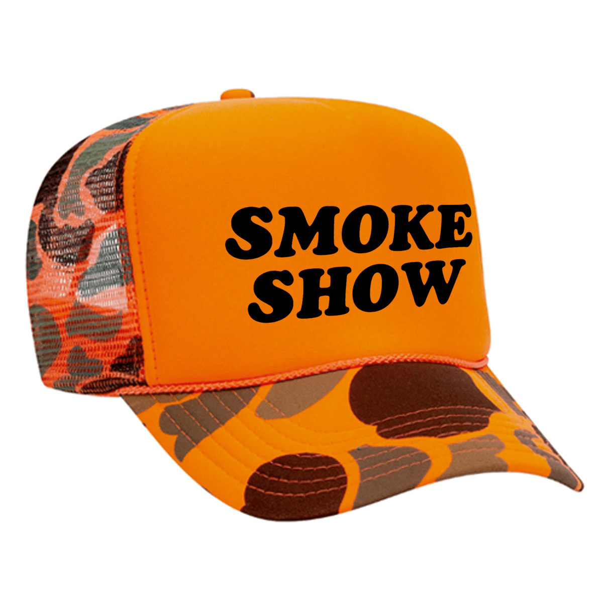 Smoke Show Foam Trucker Hat - Camo / Orange