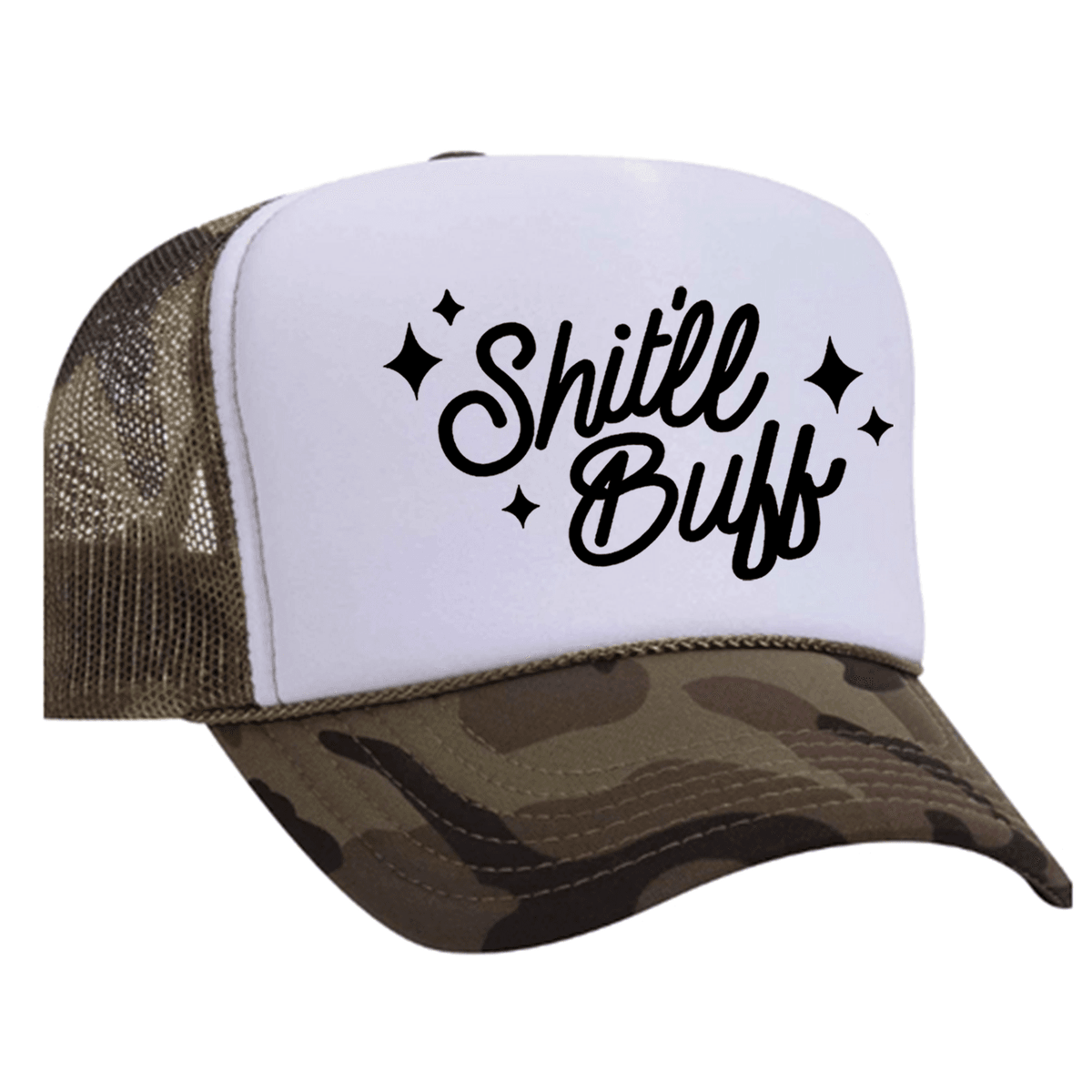 Shit'll Buff Foam Trucker Hat - Camo / White