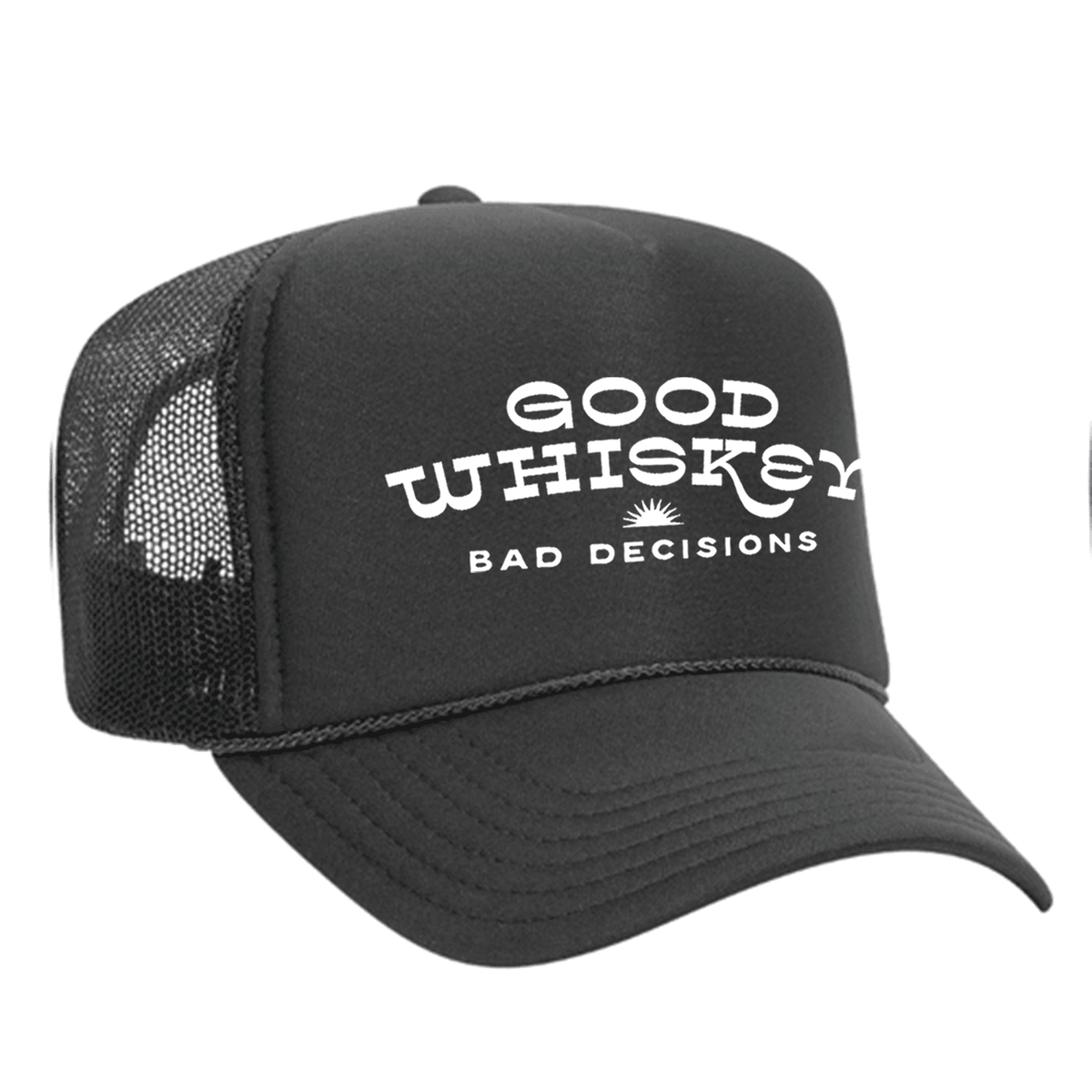 Good Whiskey Bad Decisions Foam Trucker Hat - Charcoal