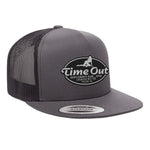 Time Out Gentleman's Club Flat Bill Trucker Hat - Charcoal / Black