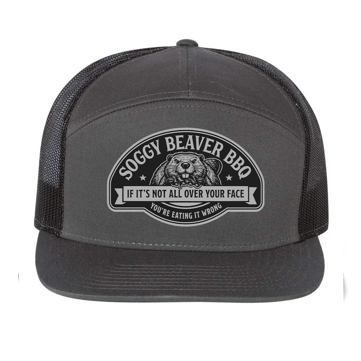 Soggy Beaver BBQ 7 Panel Hat - Charcoal / Black