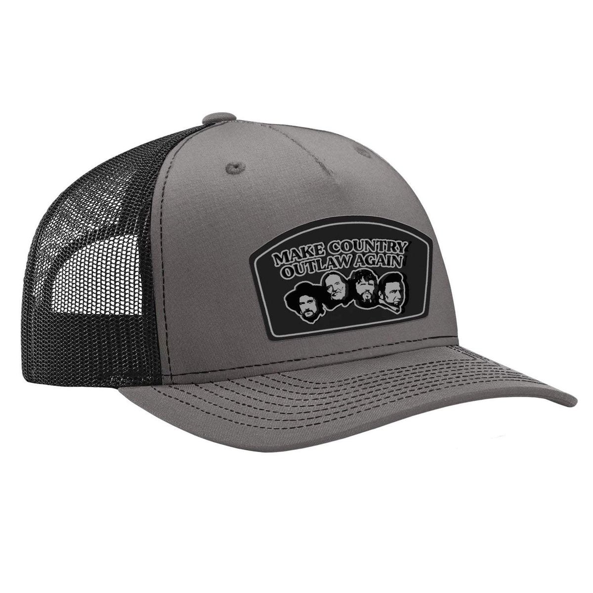 Make Country Outlaw Again Leather Patch Hat - Charcoal / Black