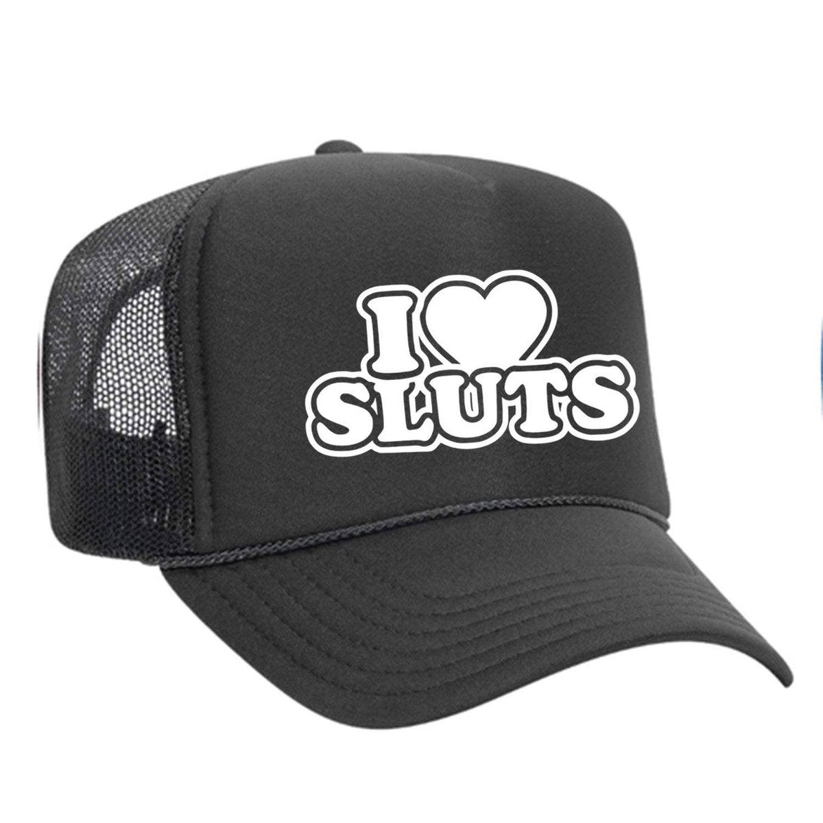 I Love Sluts Foam Trucker Hat - Charcoal