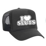 I Love Sluts Foam Trucker Hat - Charcoal