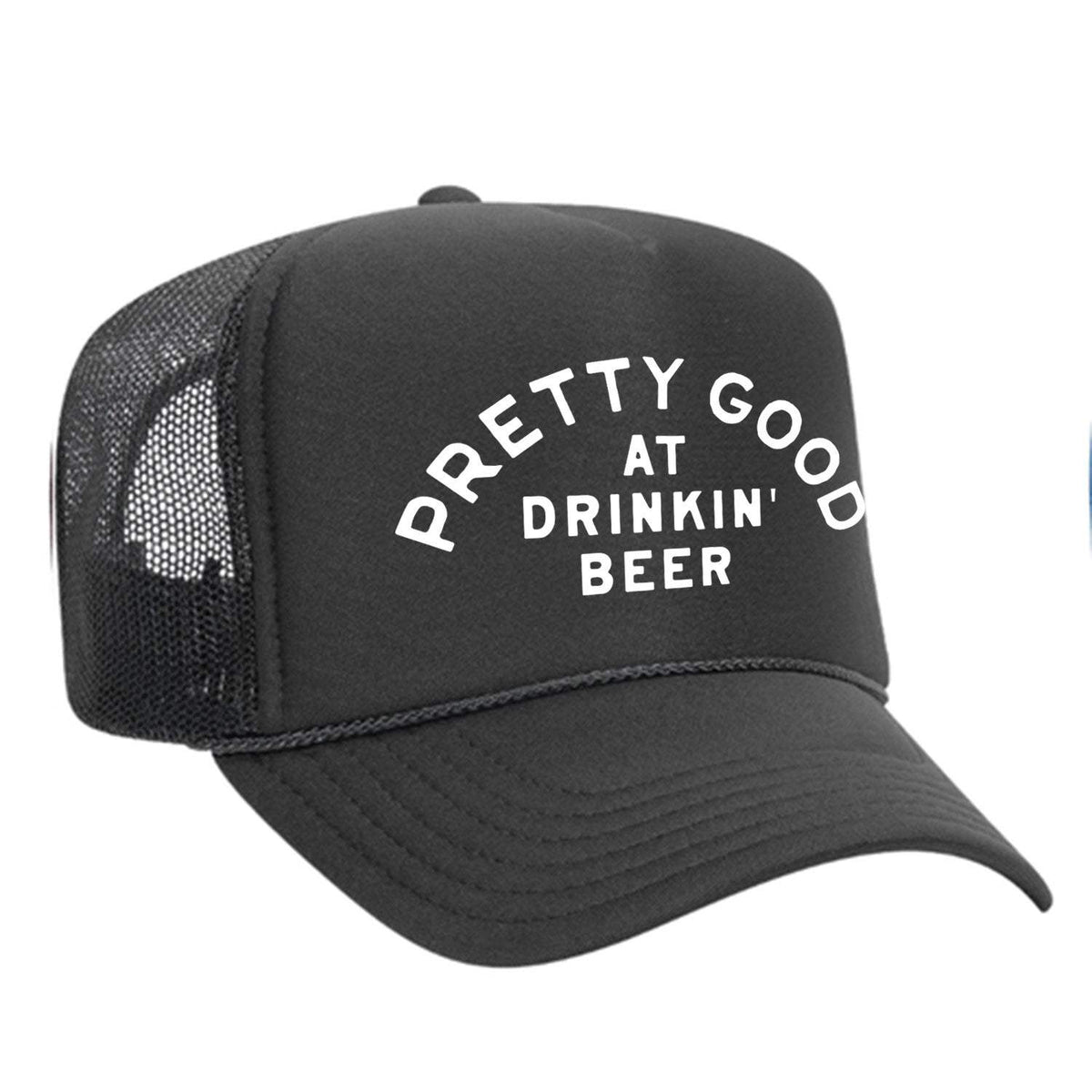 Pretty Good At Drinkin' Beer Foam Trucker Hat - Charcoal