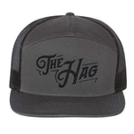 The Hag 7 Panel Embroidered Hat - Charcoal / Black