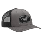 I Gotta Race Like A Piss Horse Classic Trucker Hat - Charcoal / Black