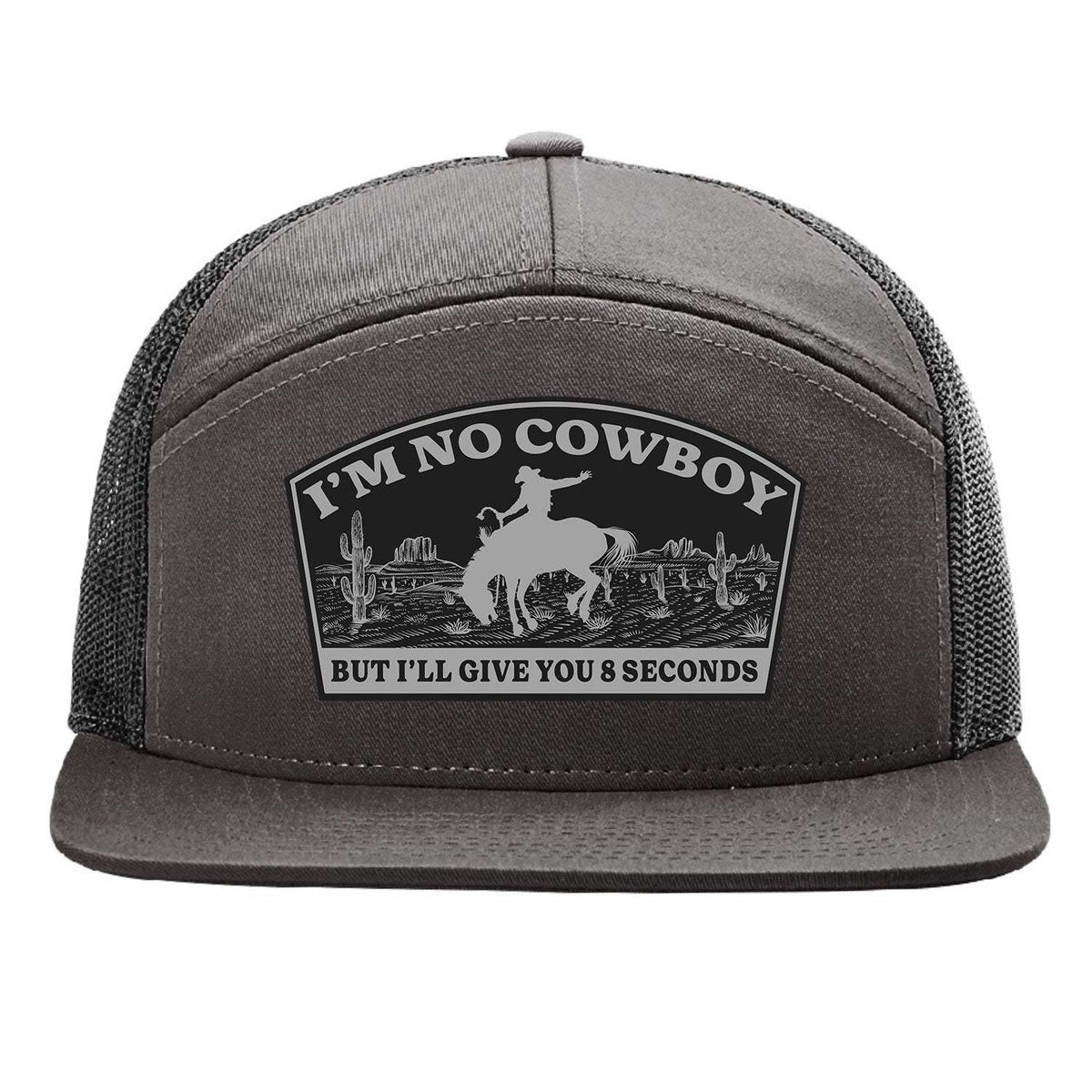 I'm No Cowboy 7 Panel Hat - Charcoal / Black