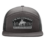 I'm No Cowboy 7 Panel Hat - Charcoal / Black