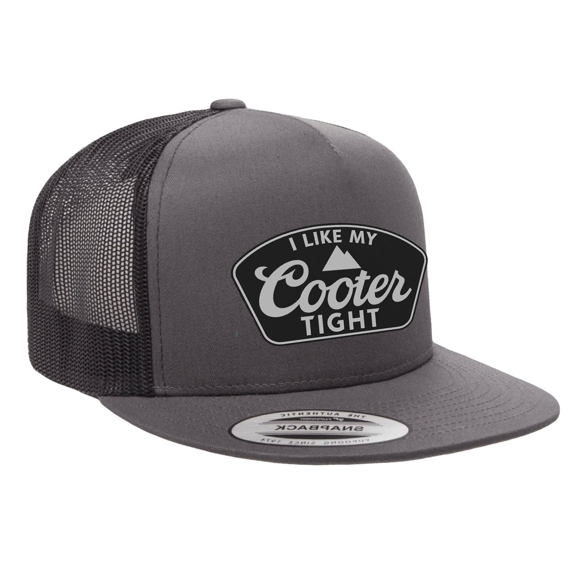 I Like My Cooter Tight Flat Bill Leather Patch Hat