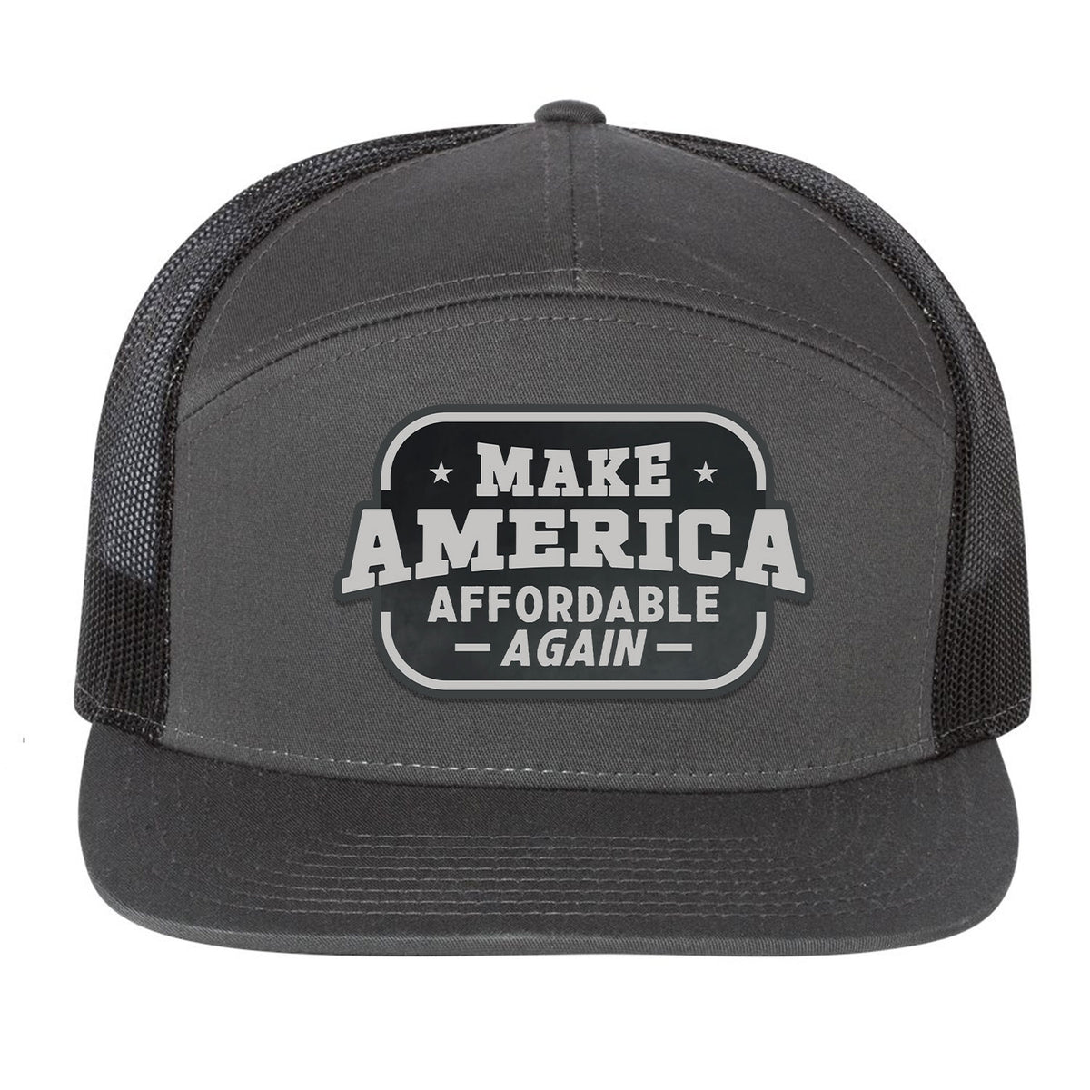 Make America Affordable Again 7 Panel Hat - Charcoal / Black