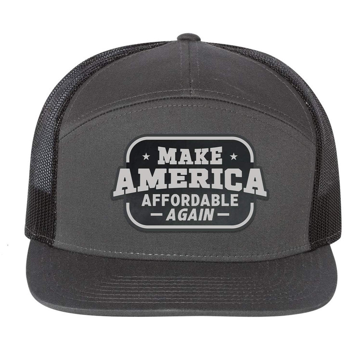 Make America Affordable Again 7 Panel Hat - Charcoal / Black