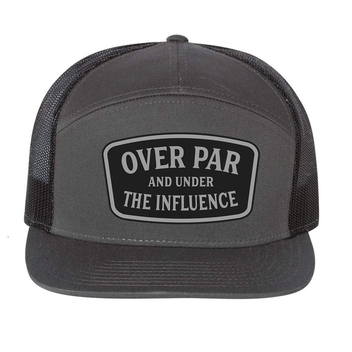 Over Par And Under The Influence 7 Panel Hat - Charcoal / Black