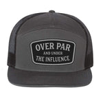 Over Par And Under The Influence 7 Panel Hat - Charcoal / Black