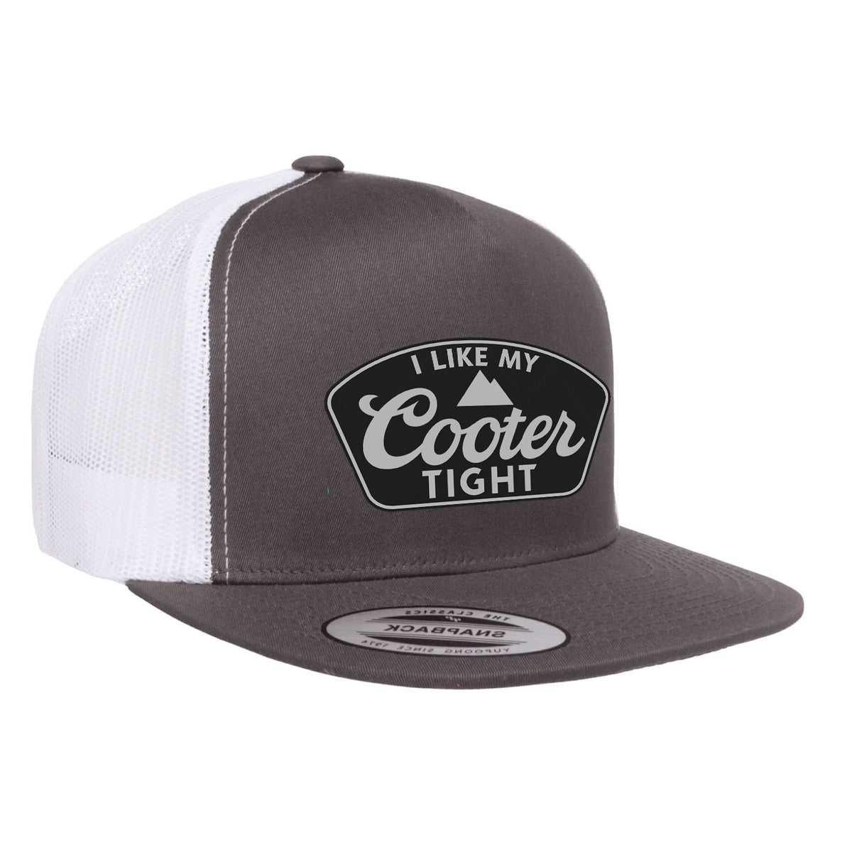 I Like My Cooter Tight Flat Bill Leather Patch Hat