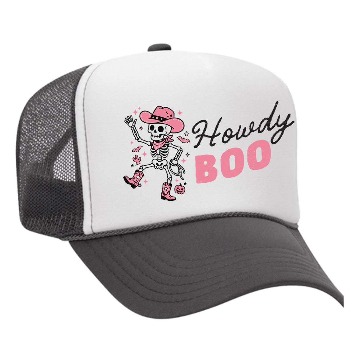 Howdy Boo Foam Trucker Hat - Charcoal / White