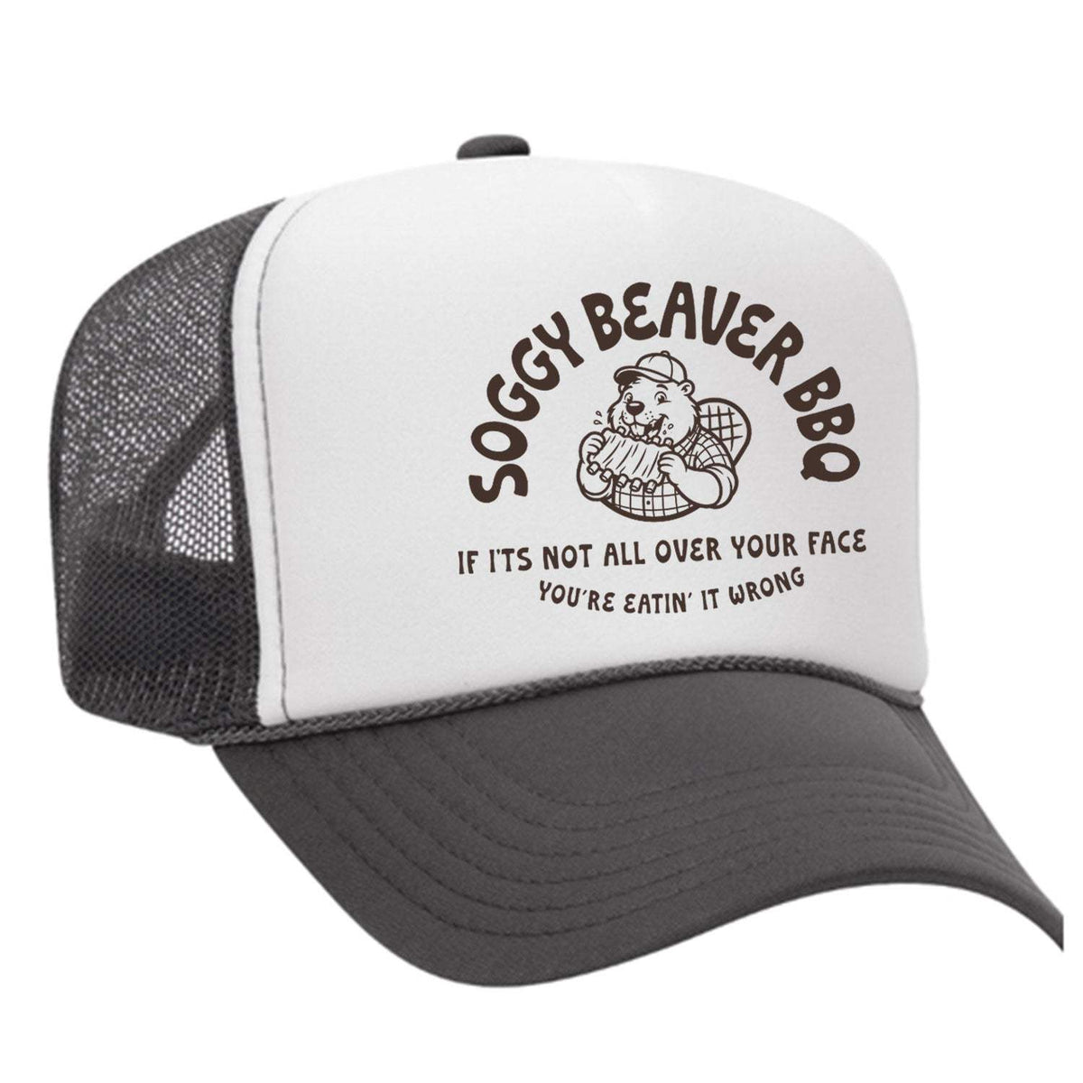 Soggy Beaver BBQ Foam Trucker Hat - Charcoal / White